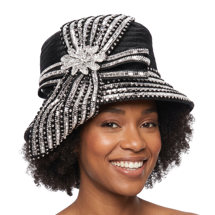 Small Brm Hat w/ Massive Rhinestones Decor