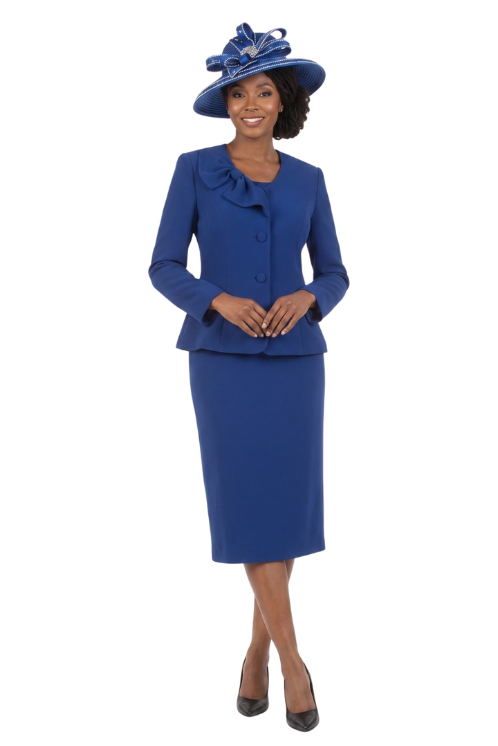 2pc Bow Neck Skirt Suit