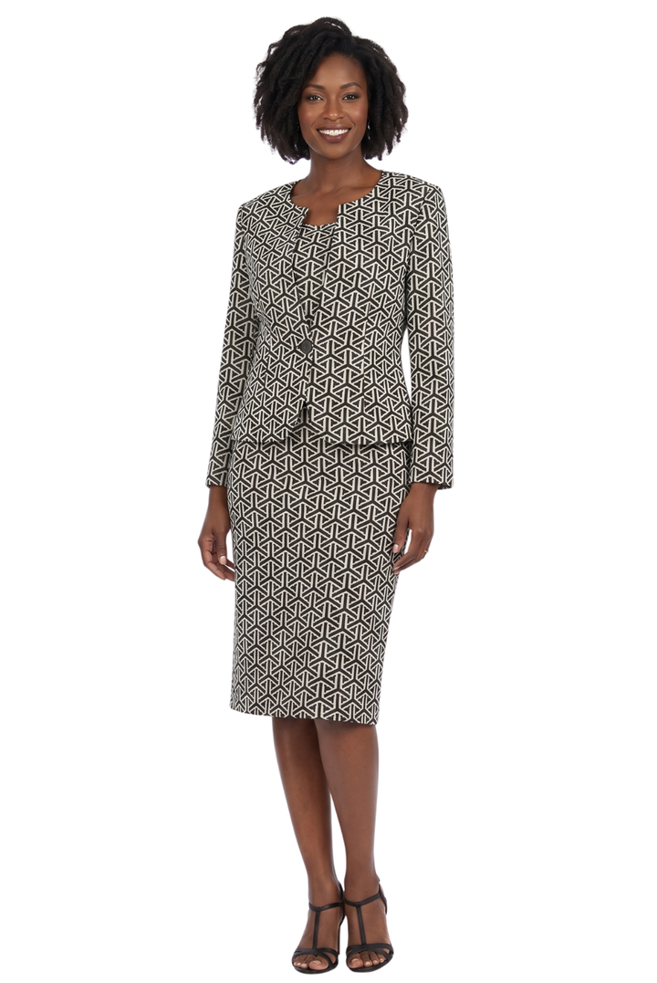 3pc Novelty Skirt Suit w/ Embellished Button - Plus Size