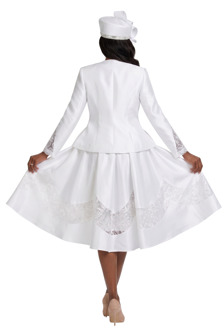 2pc Shantung+Lace A-line Dress w/ Jkt