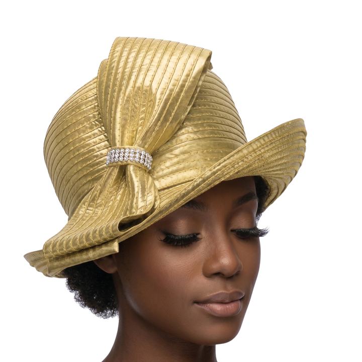 MED BRIM METALLIC RIBBON HAT