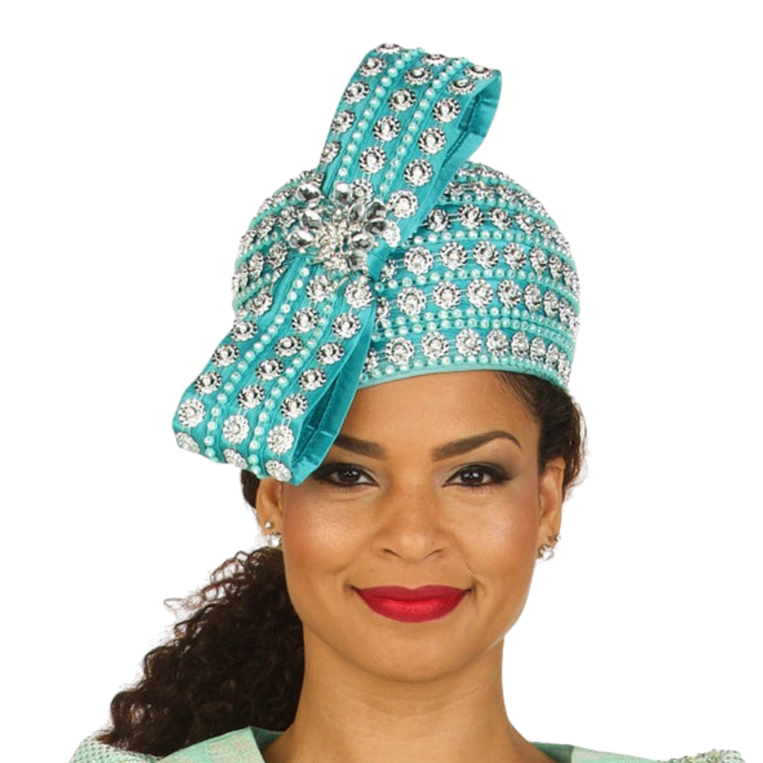 Rhinestoned Pillbox Hat w/ Brooched Vertical Bow