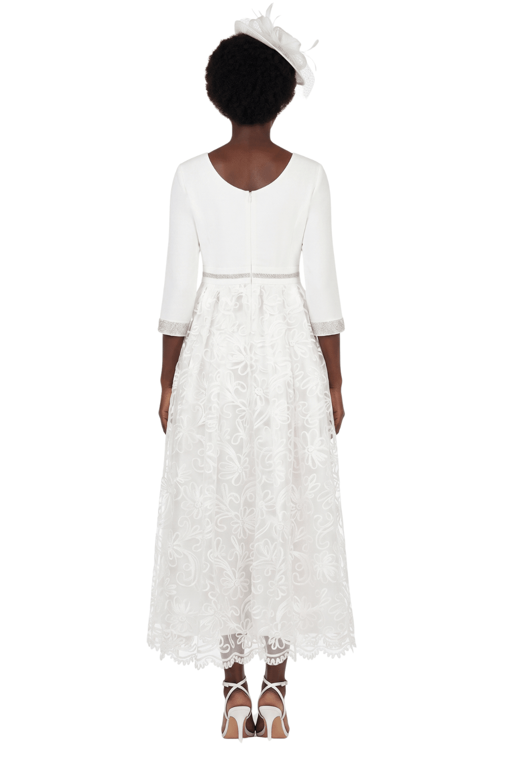 3/4 Slv Maxi Lace Overlay Dress w/ Rhinestoned Wai - Especially Yours