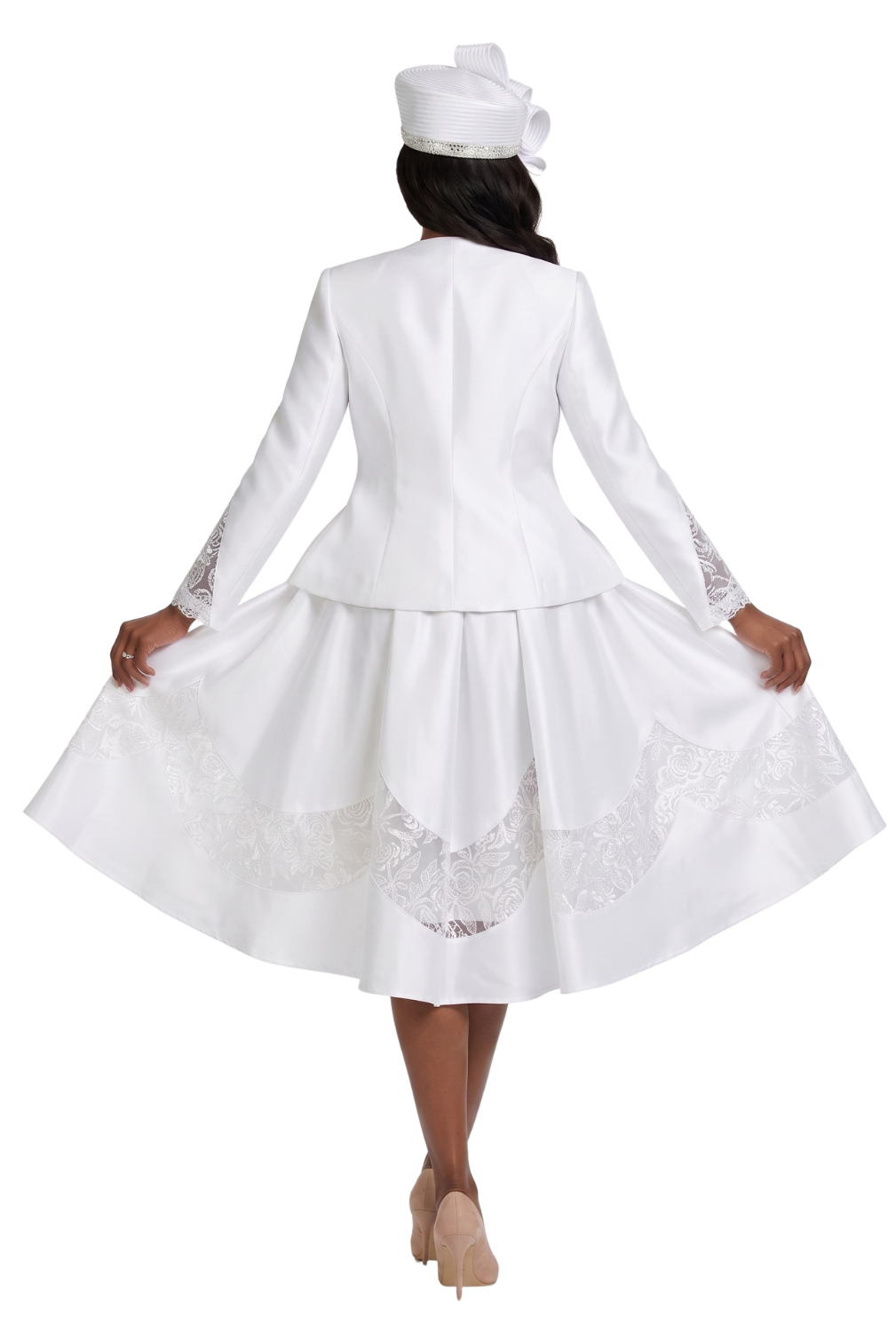 2pc Shantung+Lace A-line Dress w/ Jkt-Plus