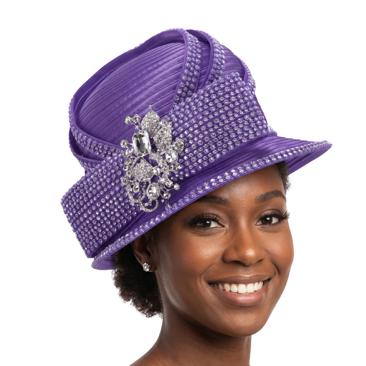 Small Brim Hat w/ Rhinestone Decor