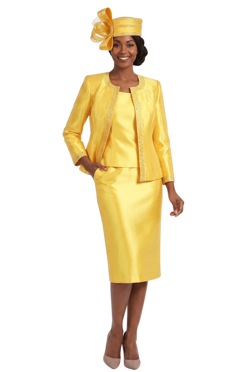3pc Silky Twill Skt Suit w/ Meteoric Stones - Plus - Especially Yours