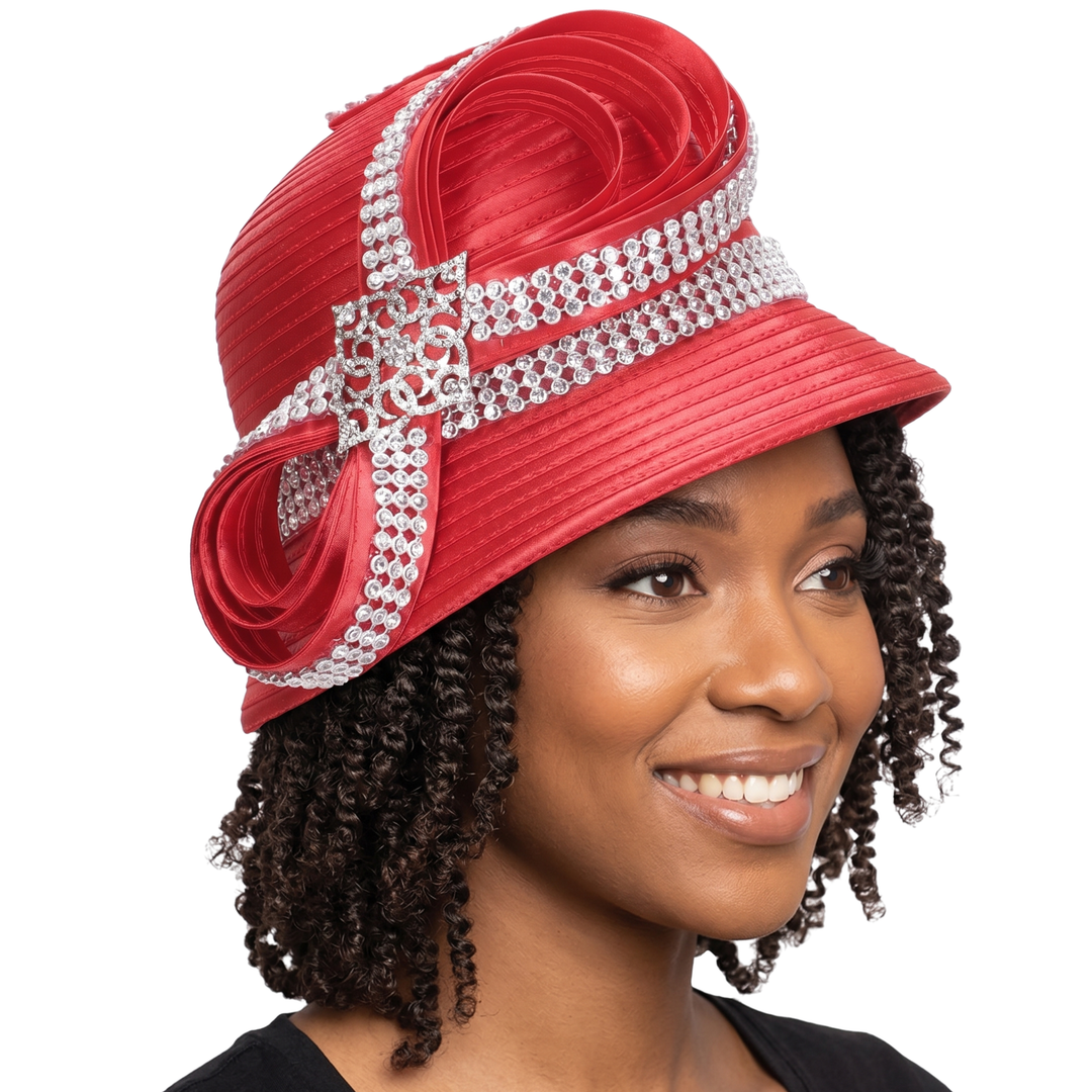Rhinestoned Bucket Hat in Satin Ribbon