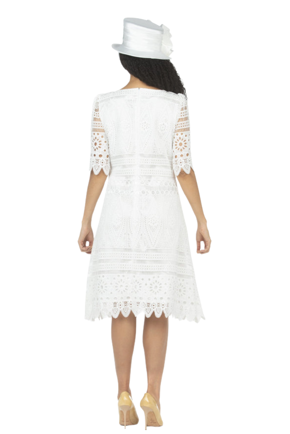 1pc Elbow Length Slv Lux Lace Shift Dress - Plus