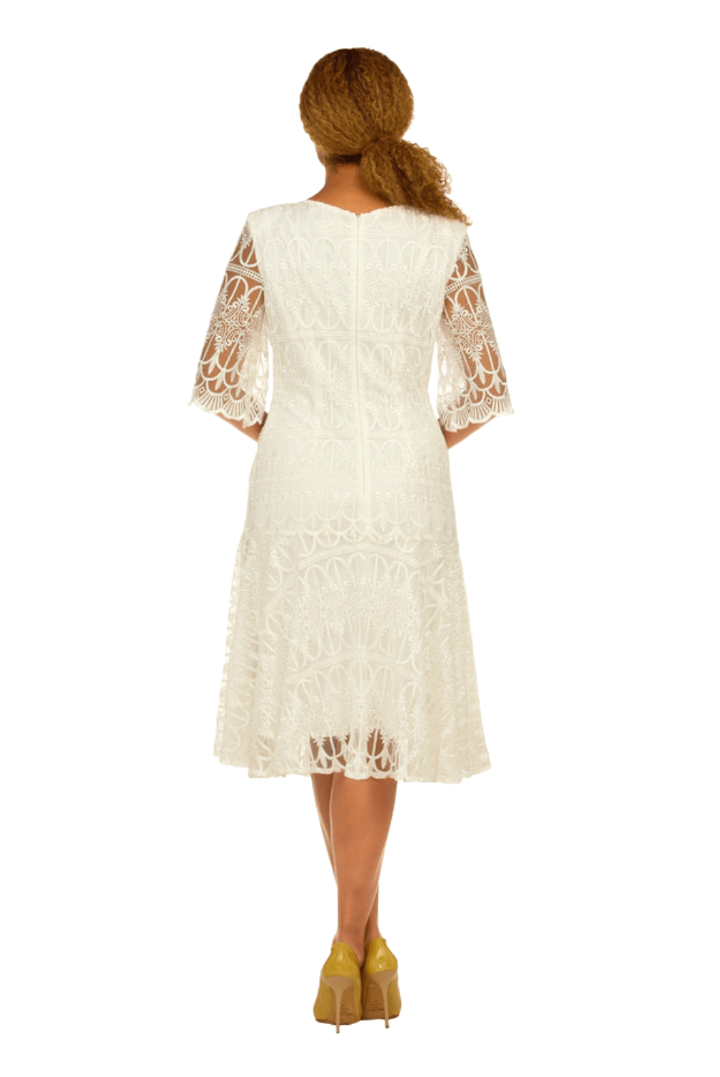 1pc Embroidery Lux Lace Pleated Flare Dress - Especially Yours