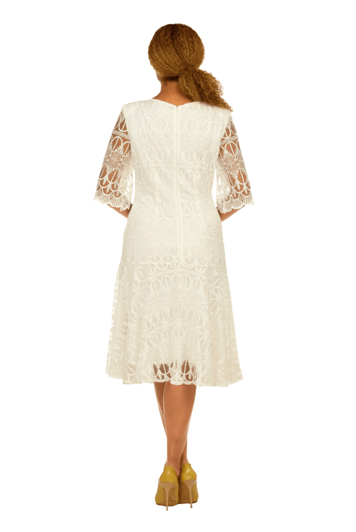 1pc Embroidery Lux Lace Pleated Flare Dress - Especially Yours