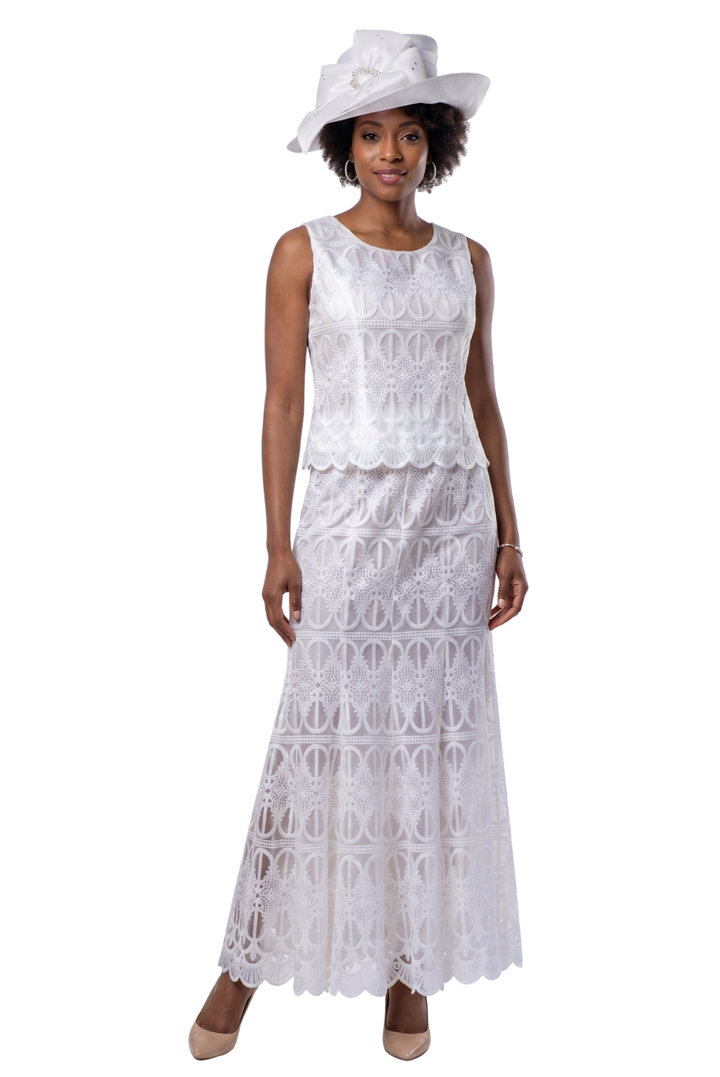 3pc Lux Lace Skirt Suit w/ Scallop Hems-Plus Size