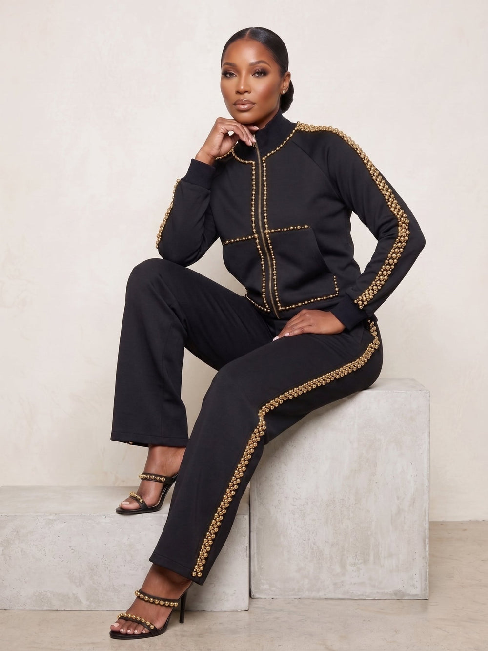 Studded Trim Athleisure Pantset by Studio EY - Especially Yours