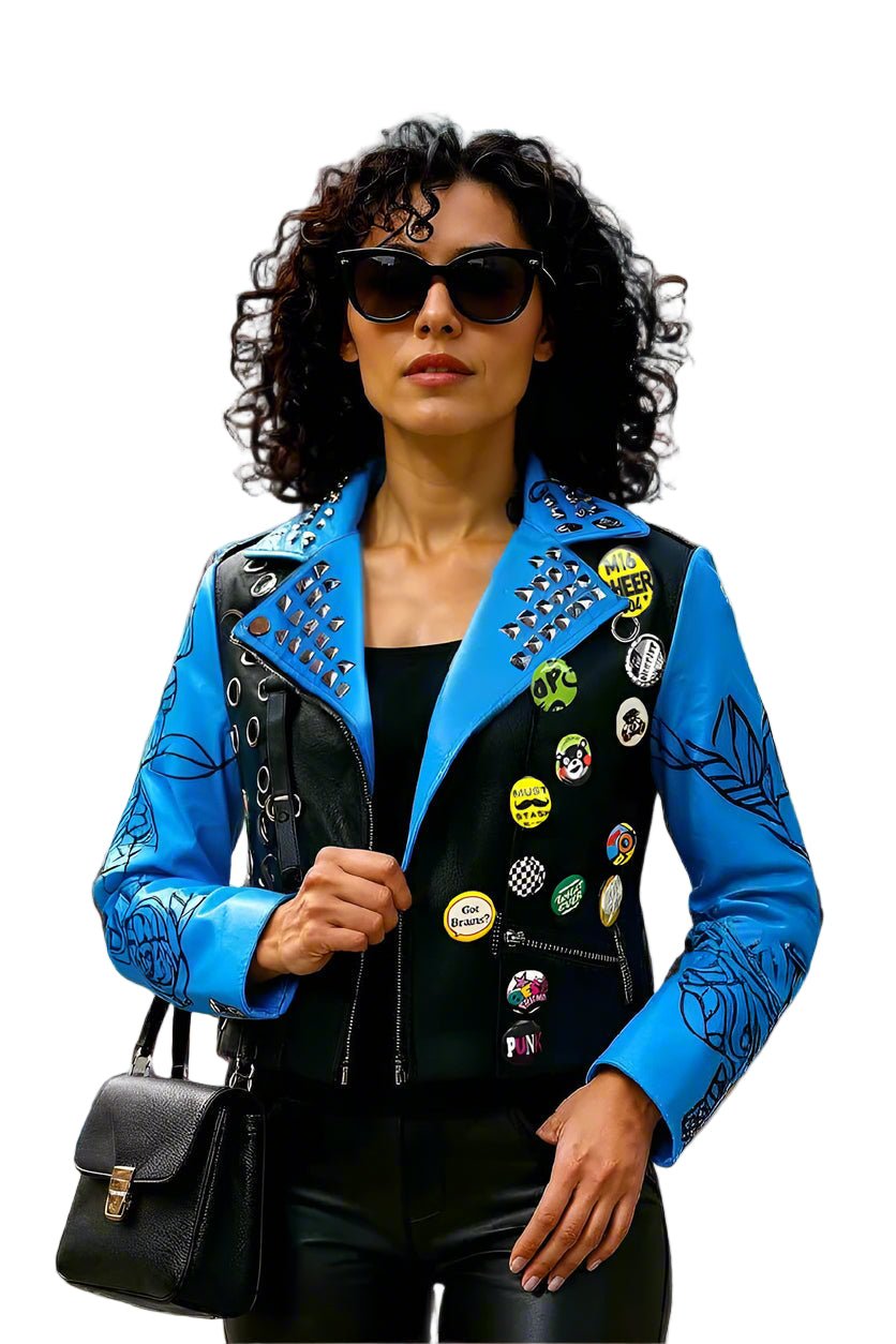 Leather Jacket with Pins and Studs - 81648 - Especially Yours