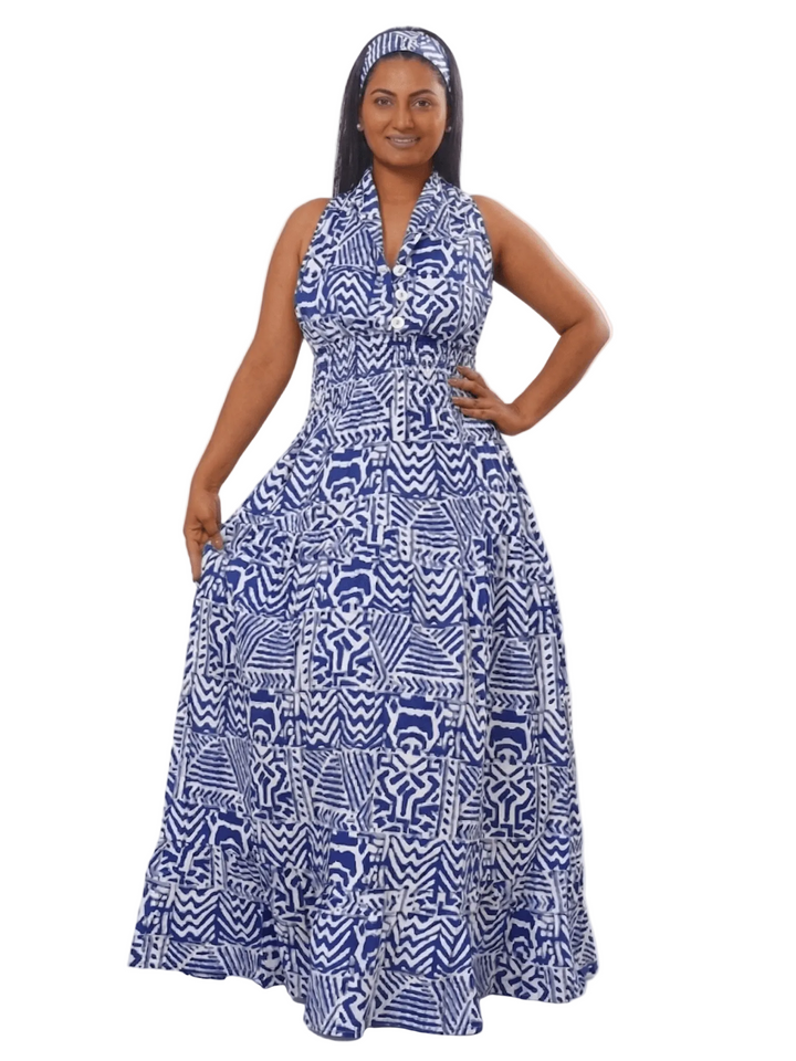 Geometric Print Halter Maxi Jumpsuit - Especially Yours