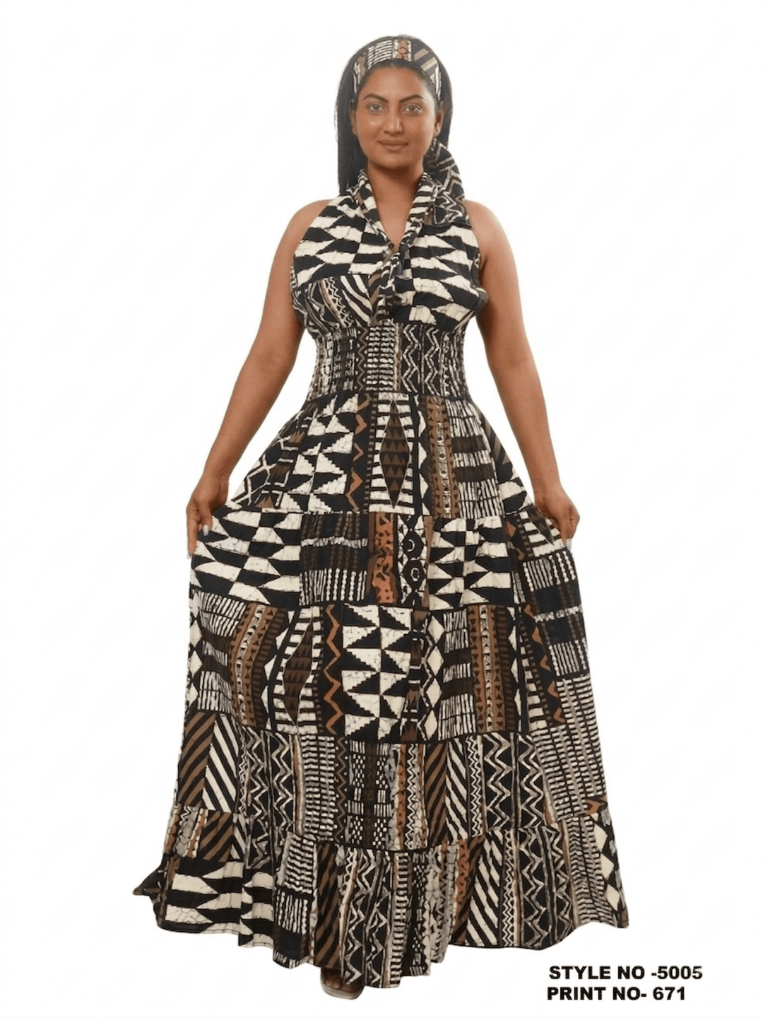 Geometric Print Halter Maxi Jumpsuit - Especially Yours