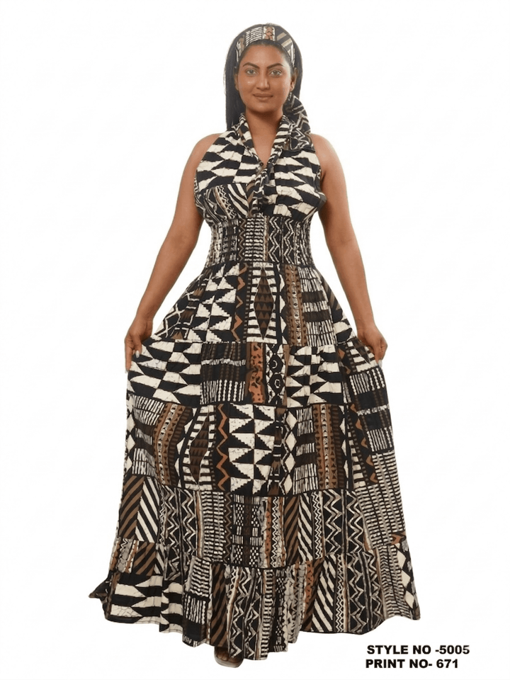 Geometric Print Halter Maxi Jumpsuit - Especially Yours