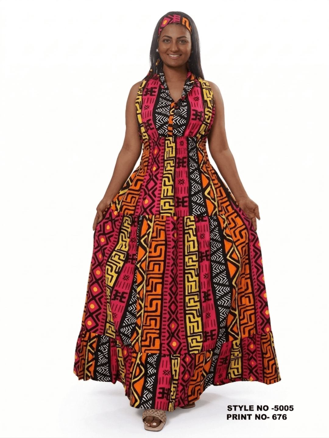 Geometric Print Halter Maxi Jumpsuit - Especially Yours