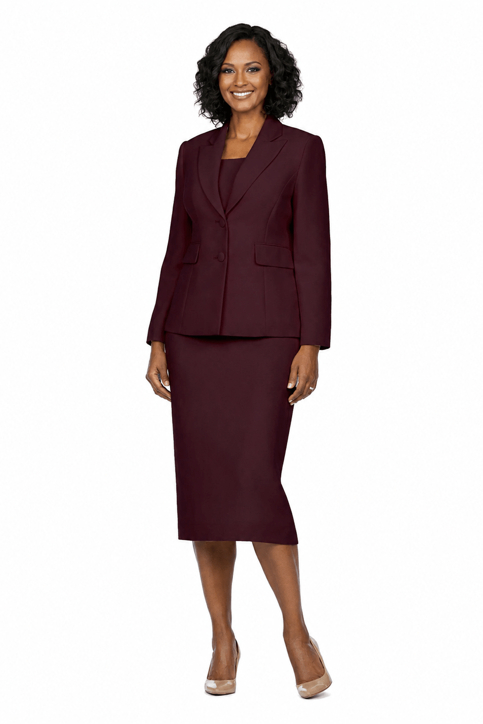 Classic Two-Button Blazer&Midi Skirt Suit-Plus - Especially Yours