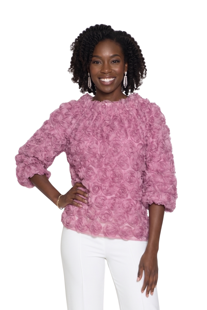 Rosette Textured Blouse by Lily & Taylor