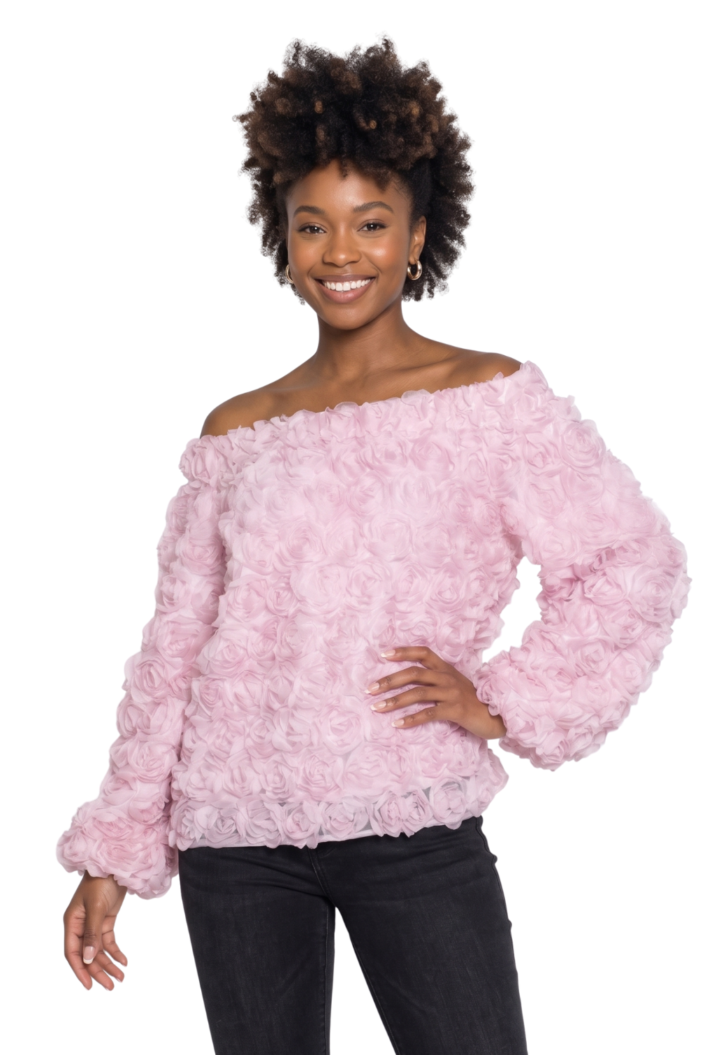 Rosette Textured Blouse by Lily & Taylor