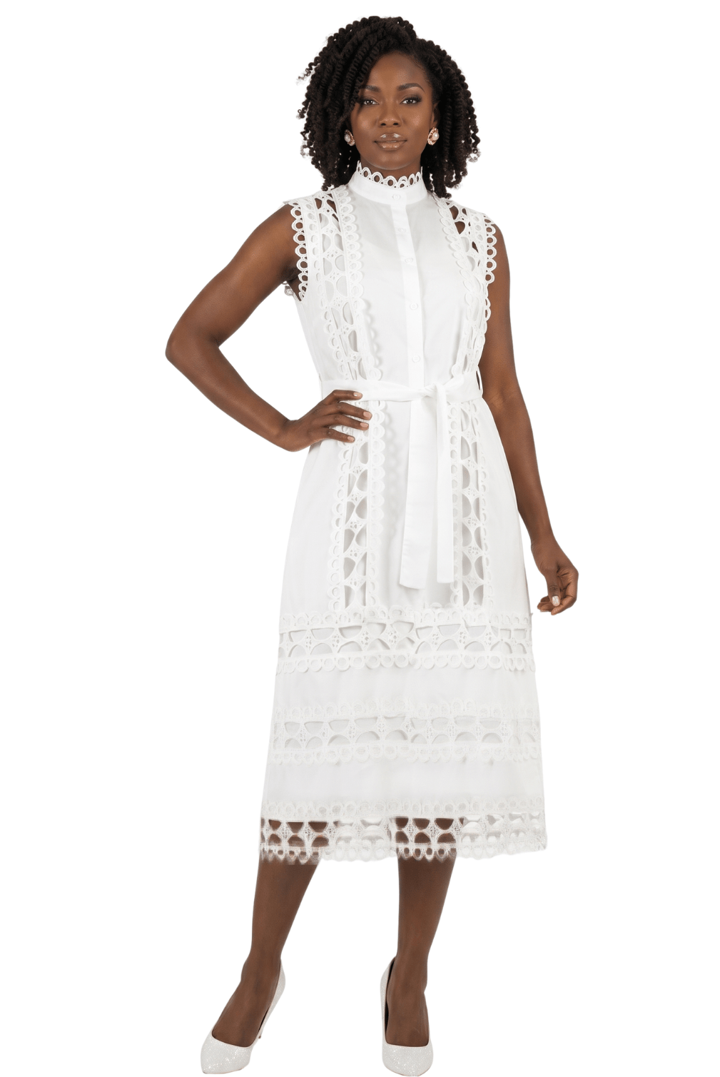 Sleeveless Lace Trim Midi Dress by Lily & Taylor - Especially Yours