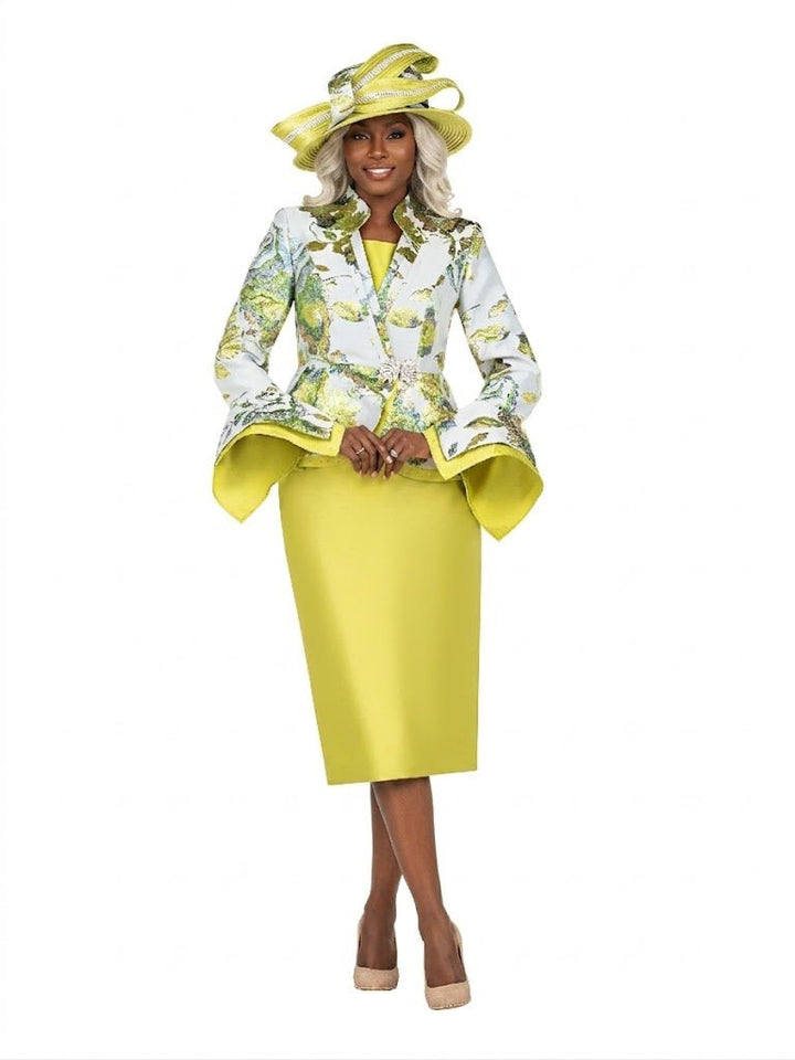 Floral Brocade 3pc Skirt Suit w/ Peplum Jkt