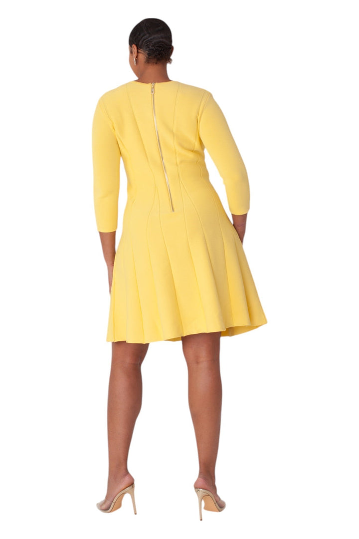 V - Neck Knit Dress with Gold Button Details - 51001 - Especially Yours