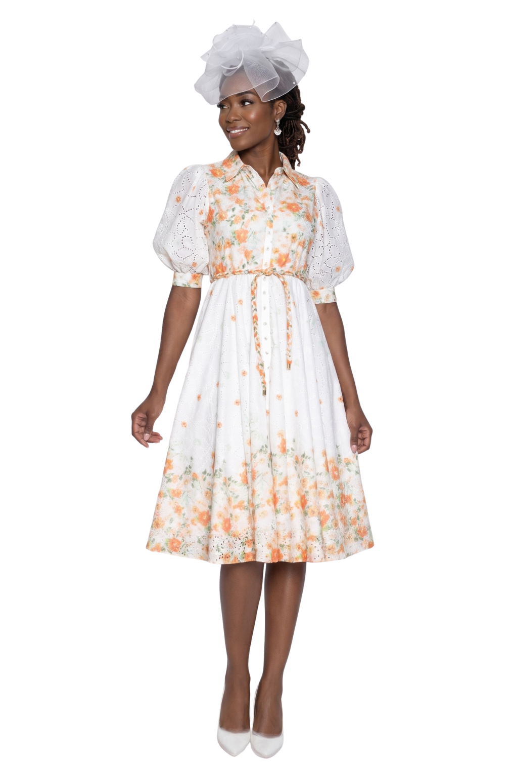 Floral Puff Sleeve Midi Dress by Lily and Taylor