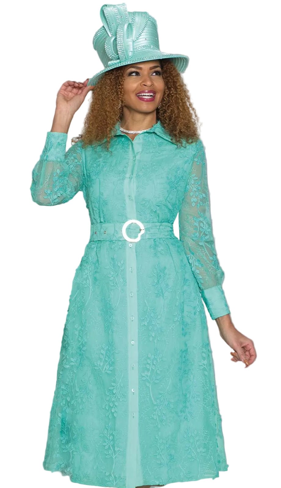 Elegant Pink Lace Button - Down Dress by Lily & Taylor - Especially Yours