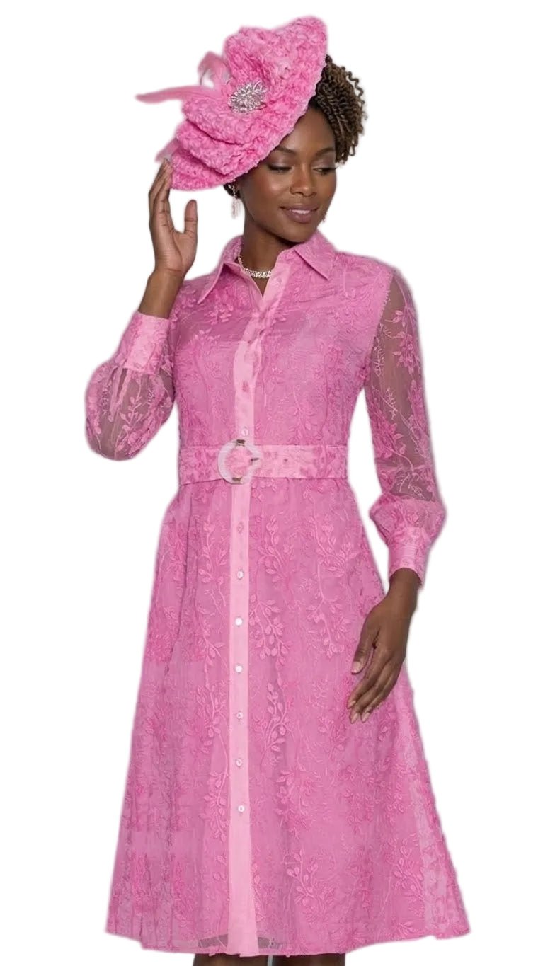 Elegant Pink Lace Button - Down Dress by Lily & Taylor - Especially Yours