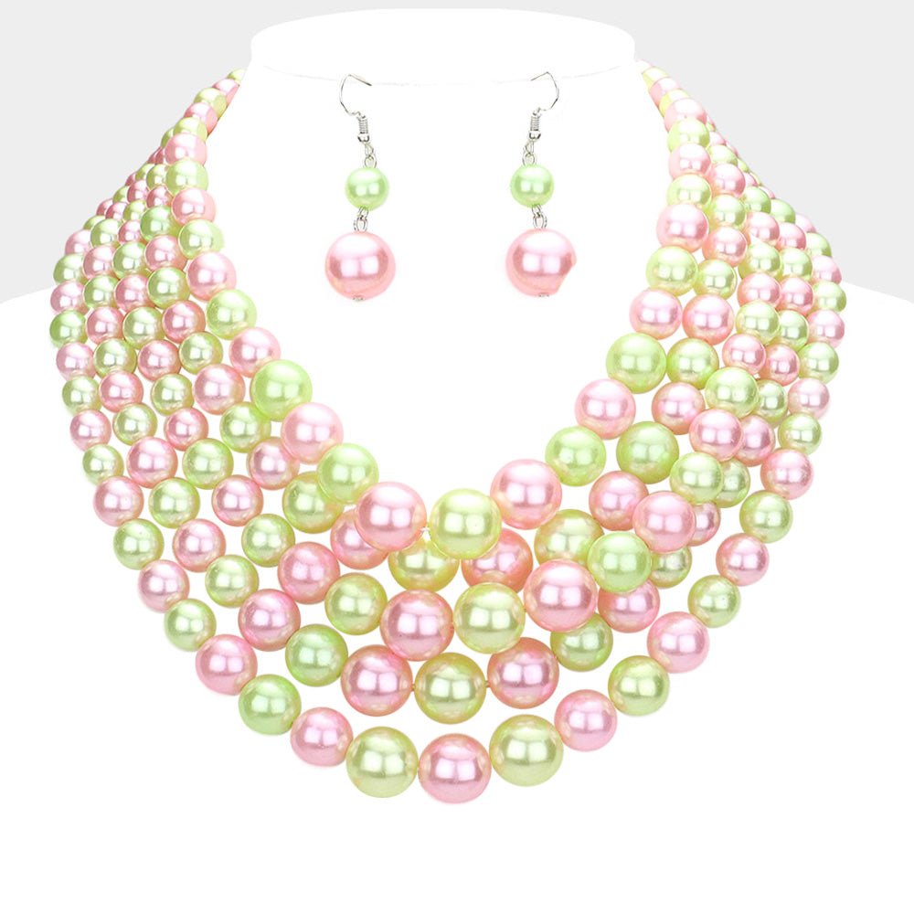 Pearl Multi Strand Bib Necklace - Especially Yours