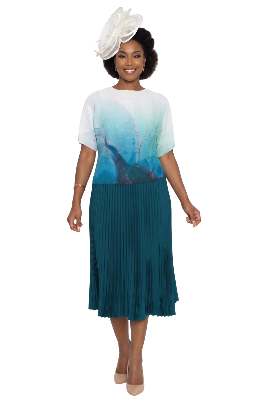 Pleated Ombre Midi Dress by Lily & Taylor