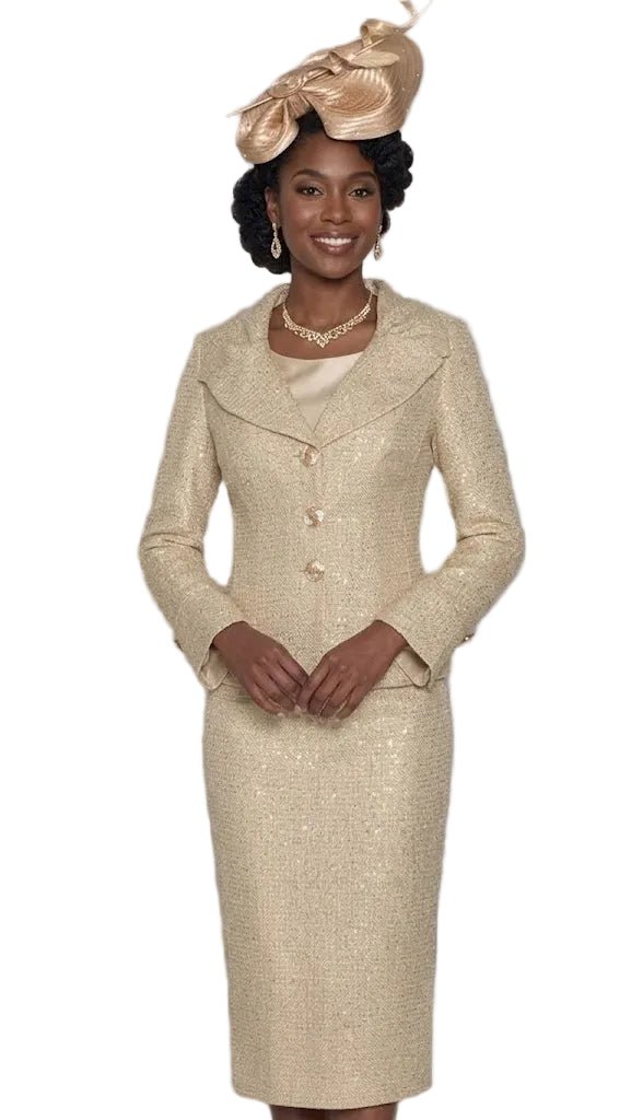 Golden Shimmer Tailored Skirt Suit by Lily & Taylor - Especially Yours