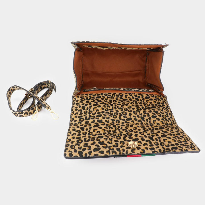 2PCS - Honey Bee Accented Color Block Leopard Patterned Tote Bag Wallet Set - Especially Yours