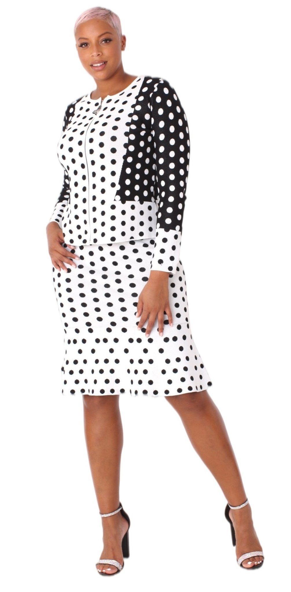 Sophisticated Black and White Polka Skirt Set - 5251 - Especially Yours