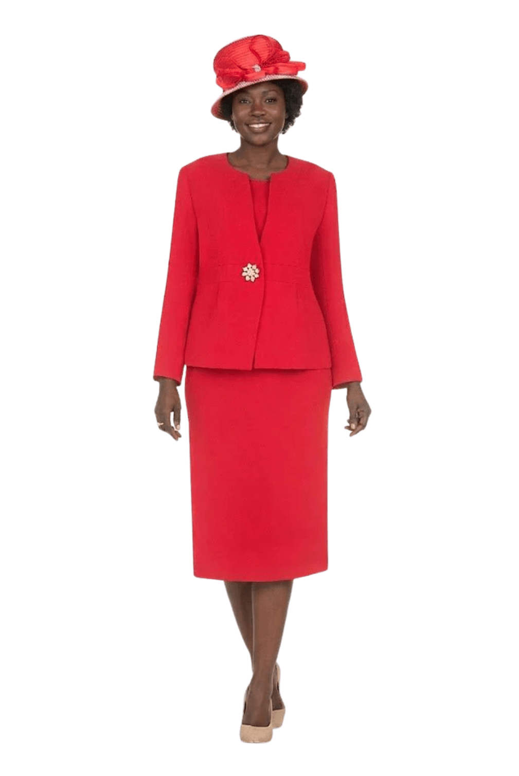 Timeless 3pc Skirt Suit with Jewel Brooch - Especially Yours