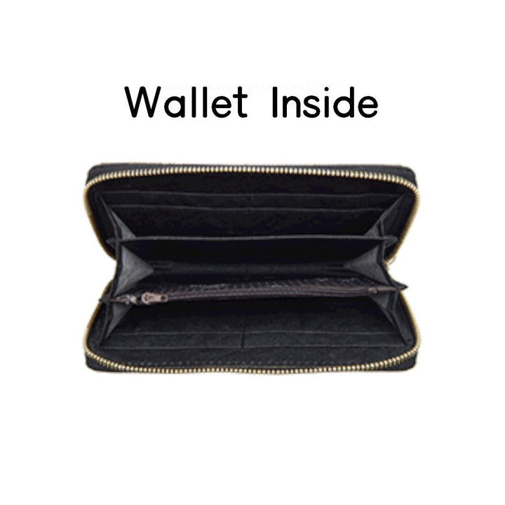 2PCS - Honey Bee Accented Snake Skin Patterned Faux Leather Tote Bag Wallet Set - Especially Yours