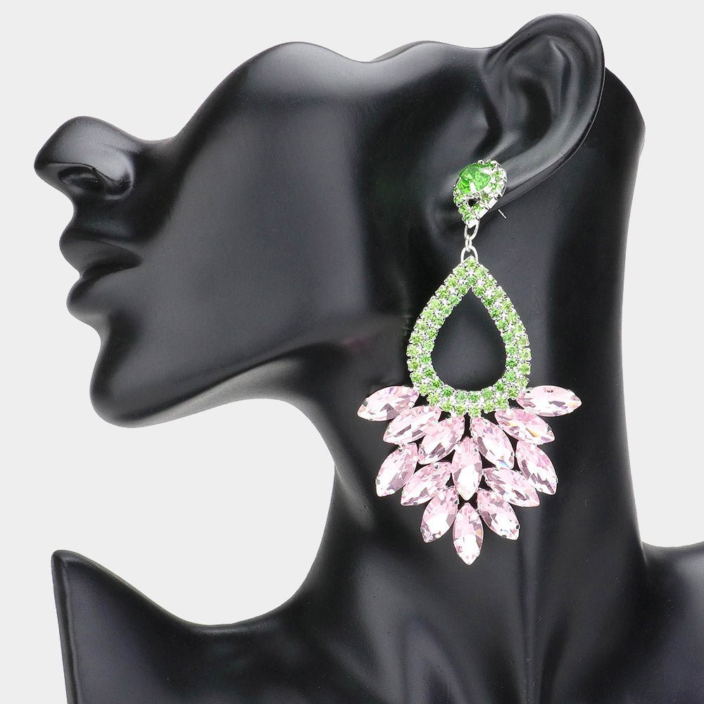 Marquise Crystal Cluster Rhinestone Evening Dangle Earrings - Especially Yours