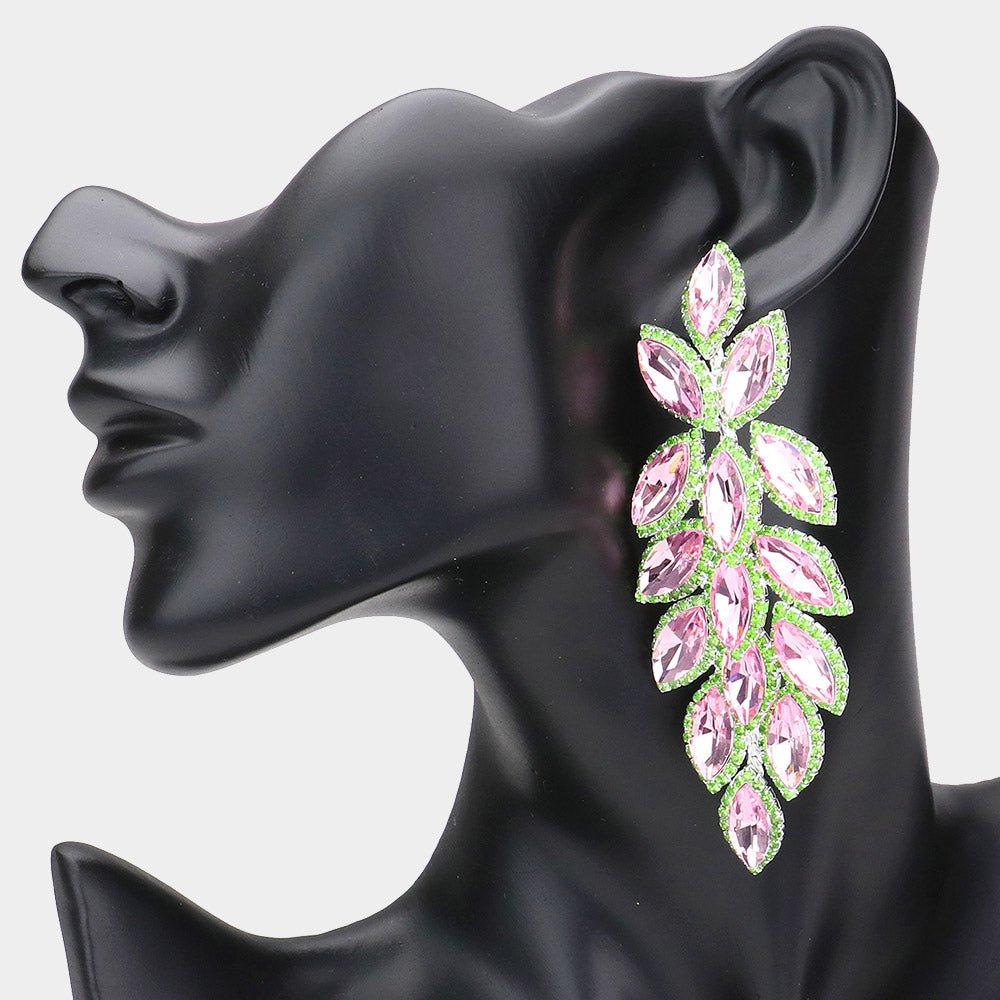 Marquise Stone Cluster Vine Dangle Evening Earrings - Especially Yours