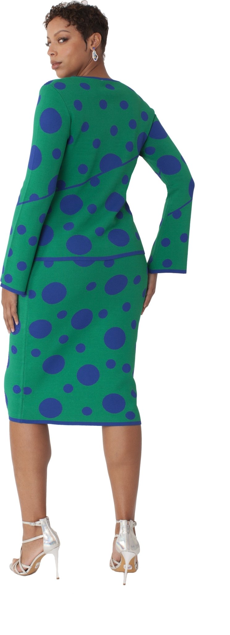 Kelly Green & Royal Blue Polka Dot Knit Suit - 5343 - Especially Yours