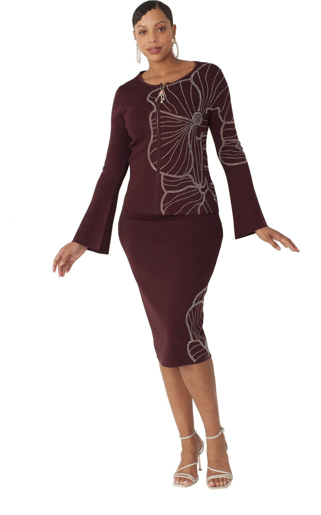 Floral Rhinestone Knit Skirt Set - 5345 - Especially Yours