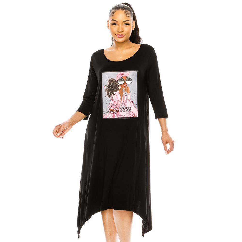 Queen Woman Printed Bling Dress - Especially Yours