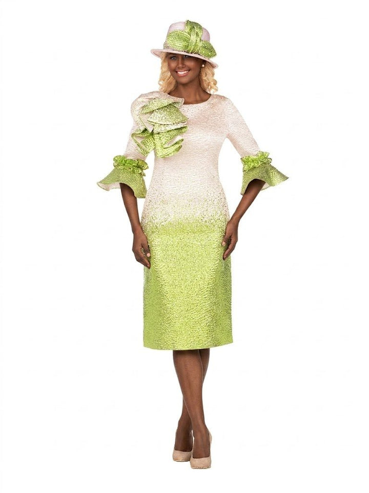 Metallic Brocade Ruffle - Shoulder Sheath Dress - Plus - Especially Yours