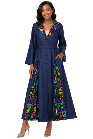 7752- Pop Of Color Denim Dress