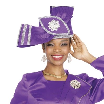 Champagne Italy H5923 - PU Elegant Purple Church Hat Women's Formal Headwear - Especially Yours