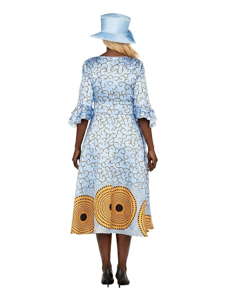 Silky Twill Fit&Flare Drs w/ Belt in African Print - Especially Yours