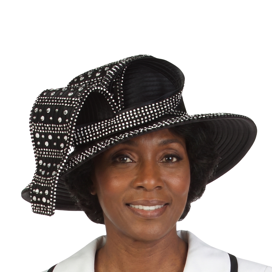 Wide Brim Hat w/ Rhinestone Decor