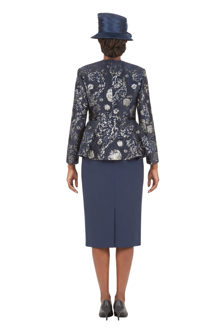 3pc Brocade&Crkl Satin Peplum Skt Suit-Plus