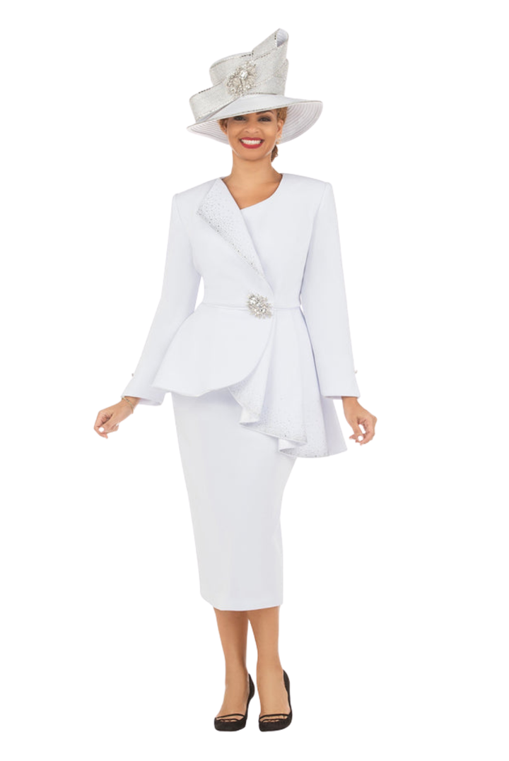 2pc Scuba Stoned Uneven Peplum Jkt+Skt Suit