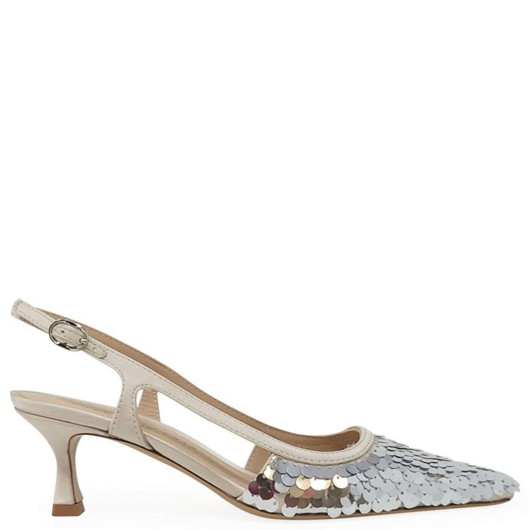 Roberto Festa Silver Sequence Snip Slingback Heel - Especially Yours